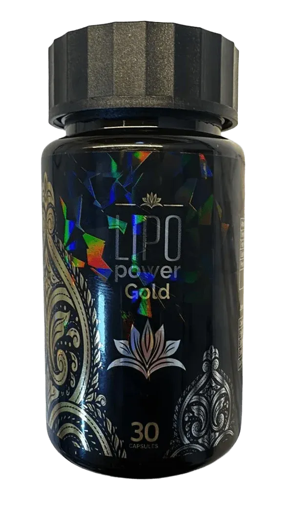Um frasco de Lipo Power Gold